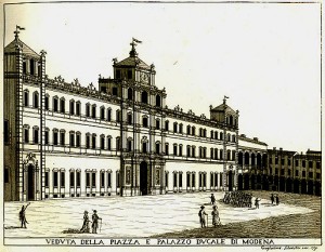 Modena: Palazzo Ducale, con la piazza allora chiusa da edifici